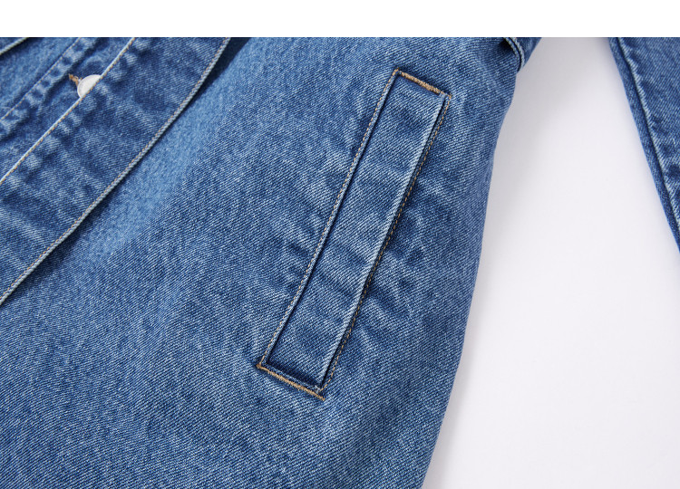 Demana [Cloud Feel Cotton Blend] Spring Elegant Mature Style Lapel Waist Tie Pocket Mid-Length Women's Denim Jacket 14