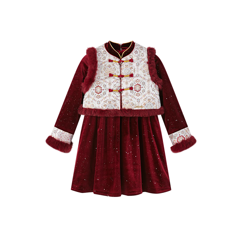 Disney Children's New Chinese Style Outfit Girls' Set Spring Autumn 2026 New Fashionable Winter Chinese Tang Suit Two-Piece Set
