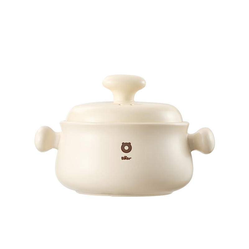 Bear White Dun Dun Claypot 1.8L High-Temperature Resistant Ceramic Soup Pot Casserole
