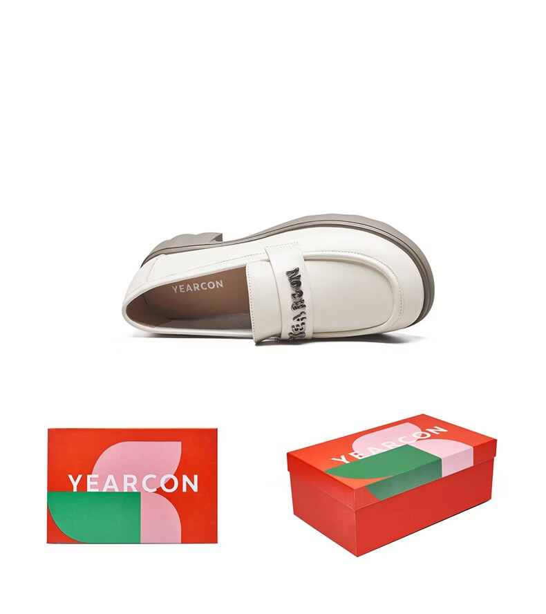 Eierkang Women's Spring Autumn Lambskin Comfortable Loafers Large Size British Style Small Leather Shoes 26528W Off-White 40 7