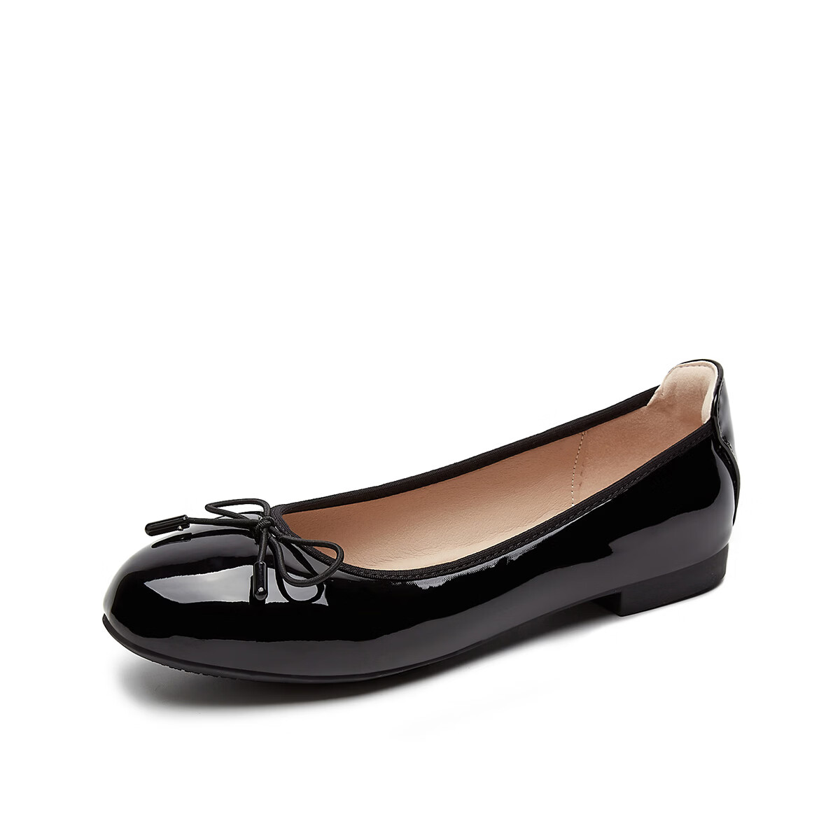 Quicheshoes Round Toe Mirror Surface Versatile Fashion Flat Shallow Mouth Women's Shoes Spring Summer Driving Shoes Soft Sole Black 37