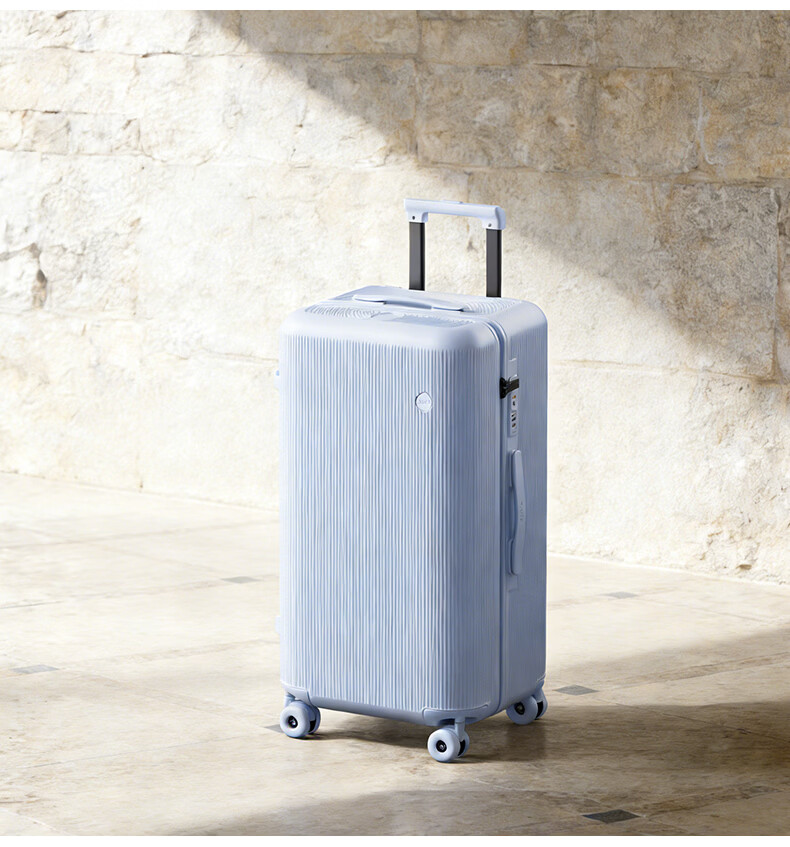 ZAT Innovative Plastic Frame Luggage Zipper Trolley Large Capacity Travel Suitcase Sit-able Password Lock Soft Matte White 24 Inch 28