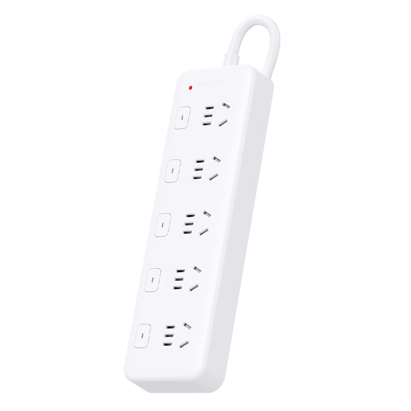 PHILIPS 5-Outlet Independent Switch Power Strip 0.2m Short Extension Cord Kitchen Socket Multi-Outlet Power Board