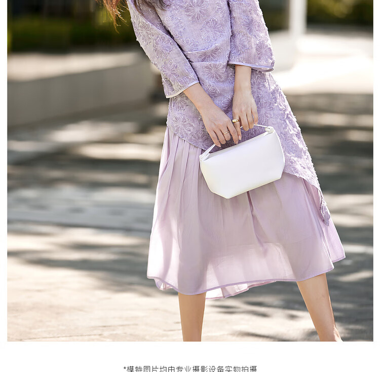 Vimly New Chinese Style Heavy Embroidery Dress Women Autumn New Long Sleeve Improved Qipao Purple M 3