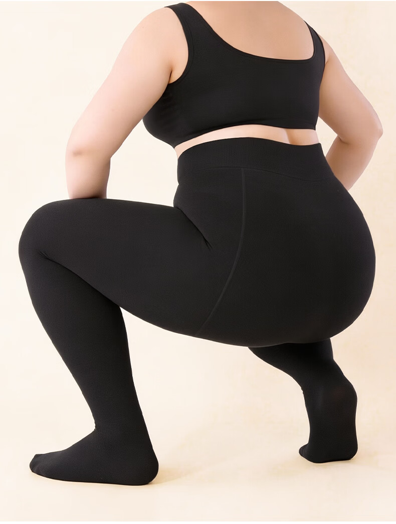 Afandi Black Plus Size Thermal Leggings for Women Autumn Winter High Waist Tummy Control Slimming Anti-Snag Wearable Tights 5