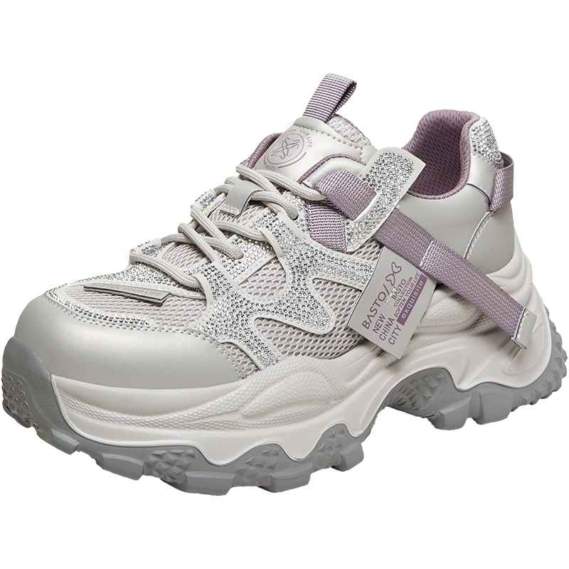 Basto 26 Spring Dad Sneakers Fashion Casual Height Increasing Women's Shoes B6098AM6 Gray Size 36