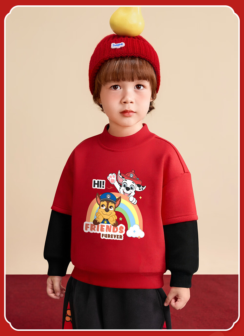 PAW PATROL Kids Fleece Pullover Sweatshirt Autumn Winter Crewneck Red Girls Trendy Hoodie 0343 Size 110 12