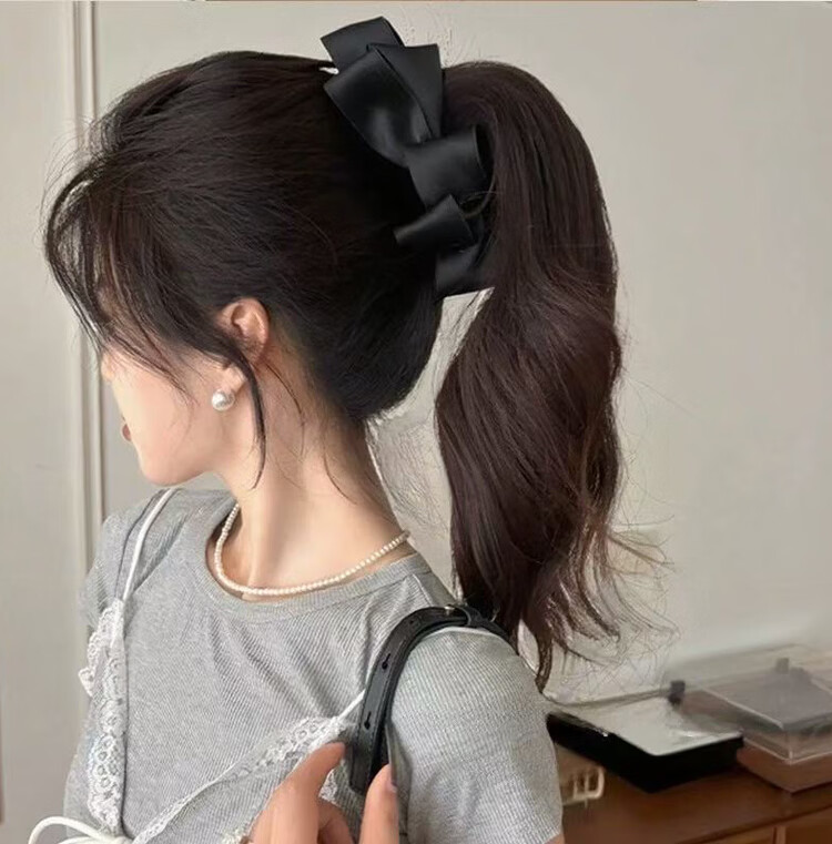 LiQing Butterfly Bow Banana Hair Clip [Black] Back of Head Hair Clamp Ponytail Vertical Hairpin Hair Clip Gift for Girlfriend Holiday Present 4