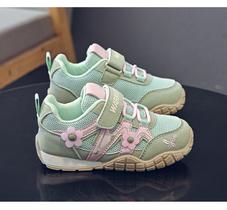Warrior Kids Shoes 2026 Spring Autumn Children's Sports Shoes Outdoor Running Shoes for Older Children Girls Casual Shoes WZ-2092 Beige Purple Size 34 7