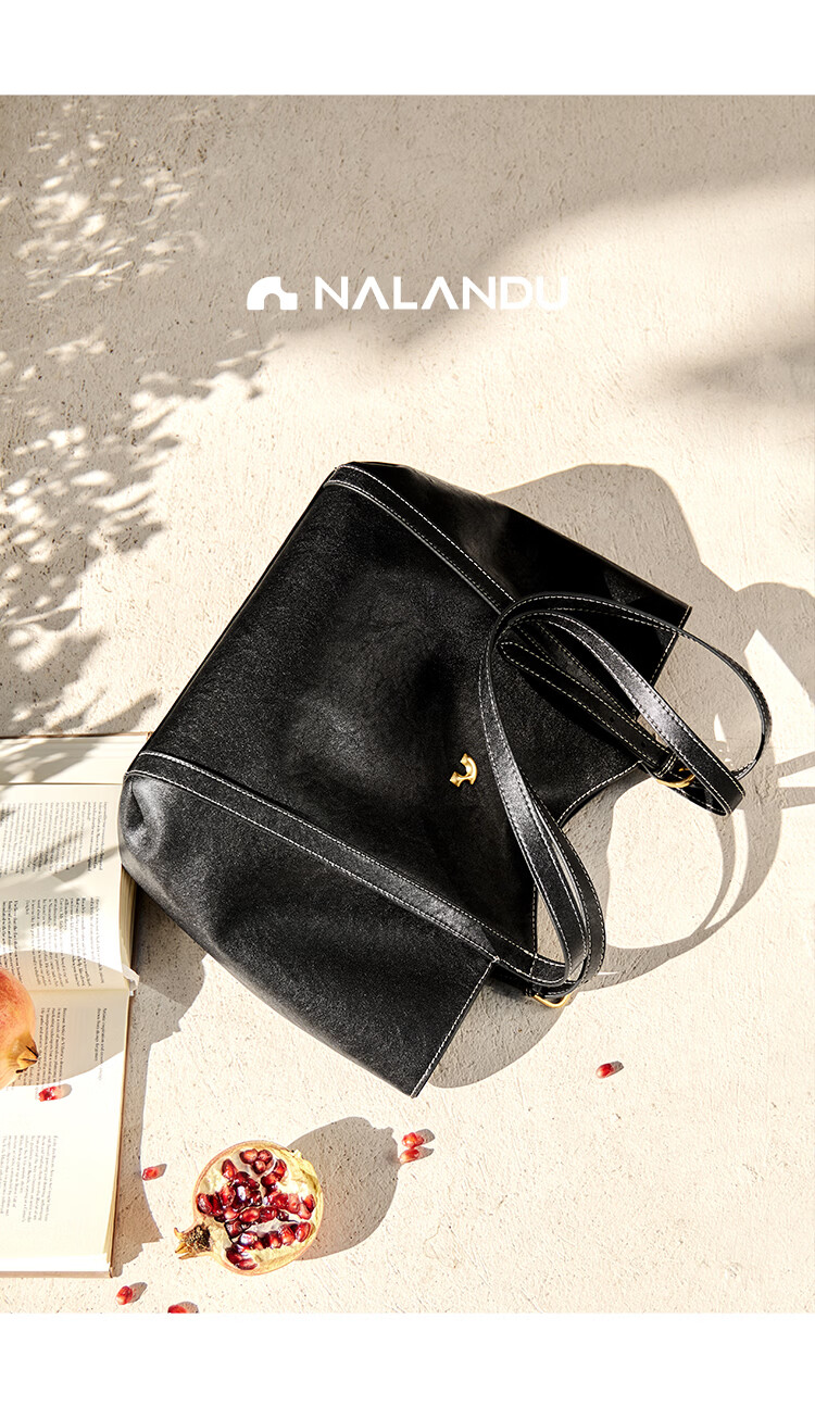 Nalandu [Celebrity Style] New Large Capacity Cowhide Tote Bag Commuter Birthday Gift 3