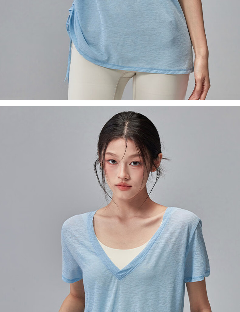 Free Style Women's Summer Sports Pullover Quick-Dry Loose Breathable Drawstring Short Sleeve Pilates Yoga Top for Running and Fitness 12