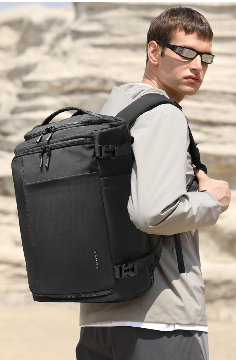 Bange Travel Bag Large Capacity Backpack Men's Double Shoulder Bag Business Outdoor Luggage 16-inch Laptop Bag 8121 Black 8