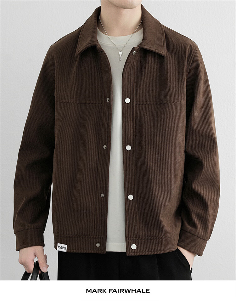 MARK FAIRWHALE Men's Jacket Spring and Autumn Trendy Casual Simple Fashion Versatile Khaki XL 21