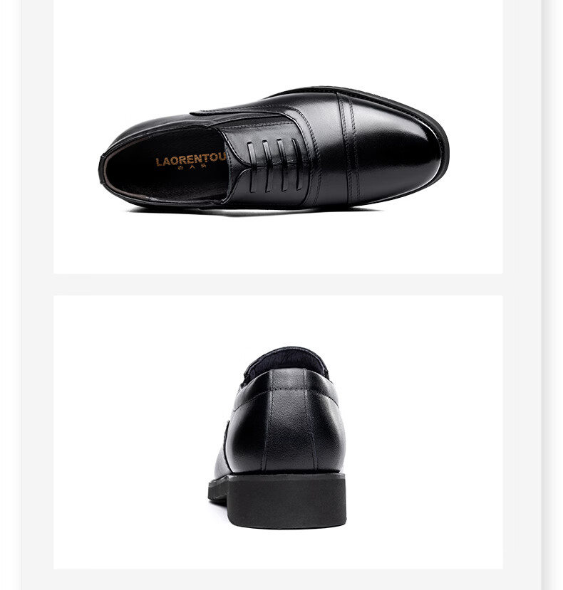 Laorentou Three-Joint Men's Genuine Leather Spring Autumn Security Business Formal Oxford Military Work Shoes TLA302 Black Size 38 15