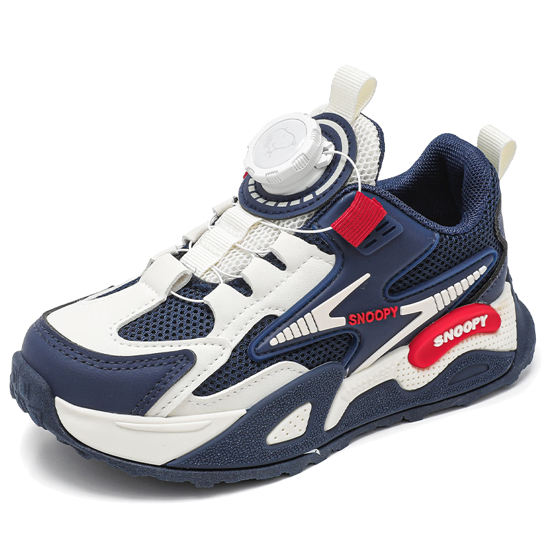 SNOOPY Kids Spring and Autumn Boys Sports Shoes Girls Fashion Casual Shoes Lightweight Running Shoes 0017 Blue/Beige Size 31