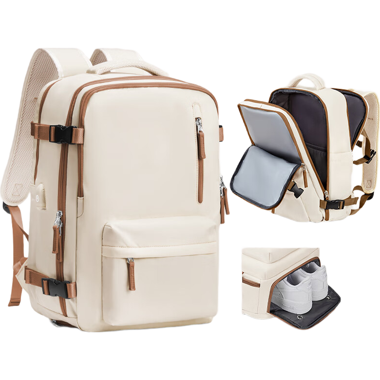 Landcase Travel Backpack, Large Capacity Backpack for Men And Women, Short Trip Luggage Bag, Multifunctional Laptop Bag, 5162 White Zhuang