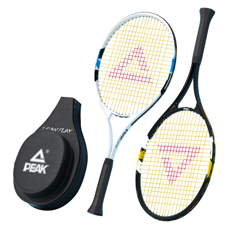 PEAK Tennis Racket Pair for Beginners, Tennis Training Device, Single-Player Rebound Practice Tool Set, Professional Double Rackets in Black And White