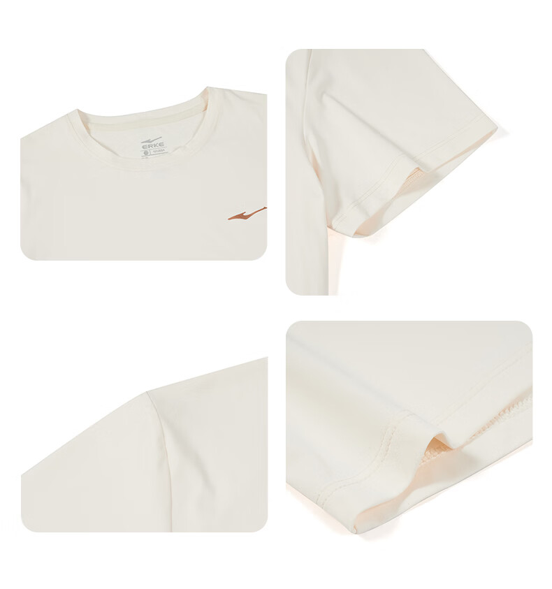 Erke Women's Sun Protection T-Shirt Short Sleeve Summer New Round Neck Moisture-Wicking Base Running Shirt Solid Color Top 18