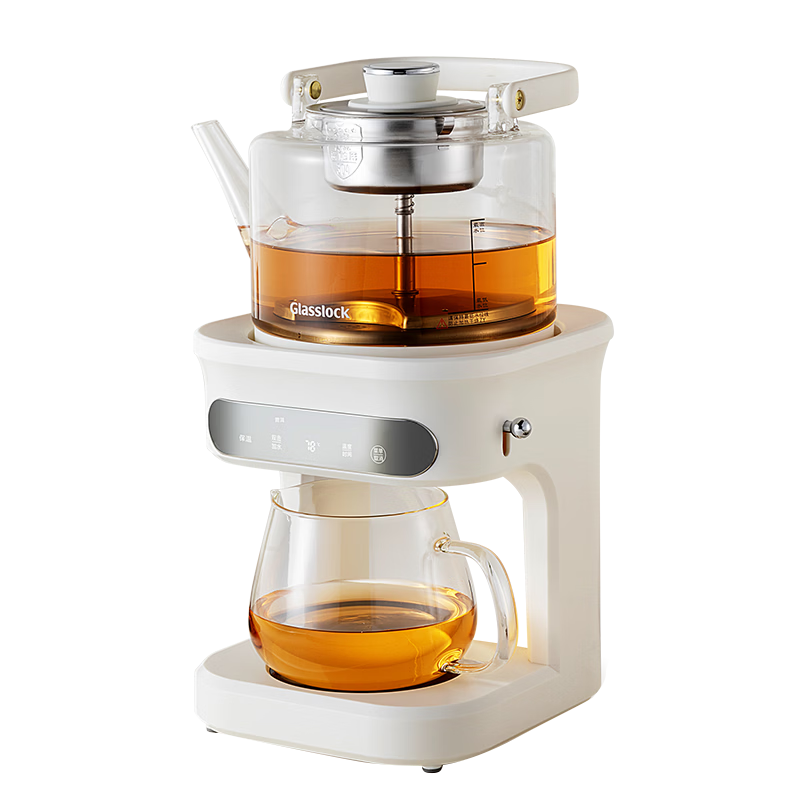 GLASSLOCK Titanium Heating Plate Tea Maker Health Pot with Constant Temperature Tea Steeping Machine, One-Touch Automatic Water Filling, High-End Integrated Steam Spray Tea Brewing Kettle