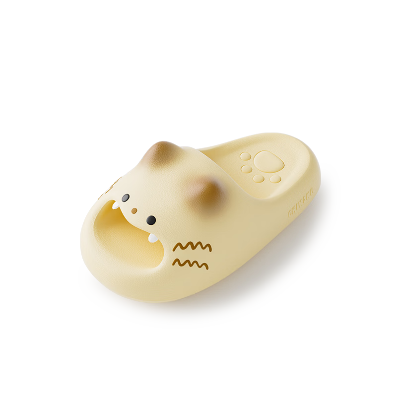 Chikoku Cute Cartoon Cat Paw Slippers Women's Summer New Thick Sole Home Non-Slip EVA Couple Sandals Men's Summer