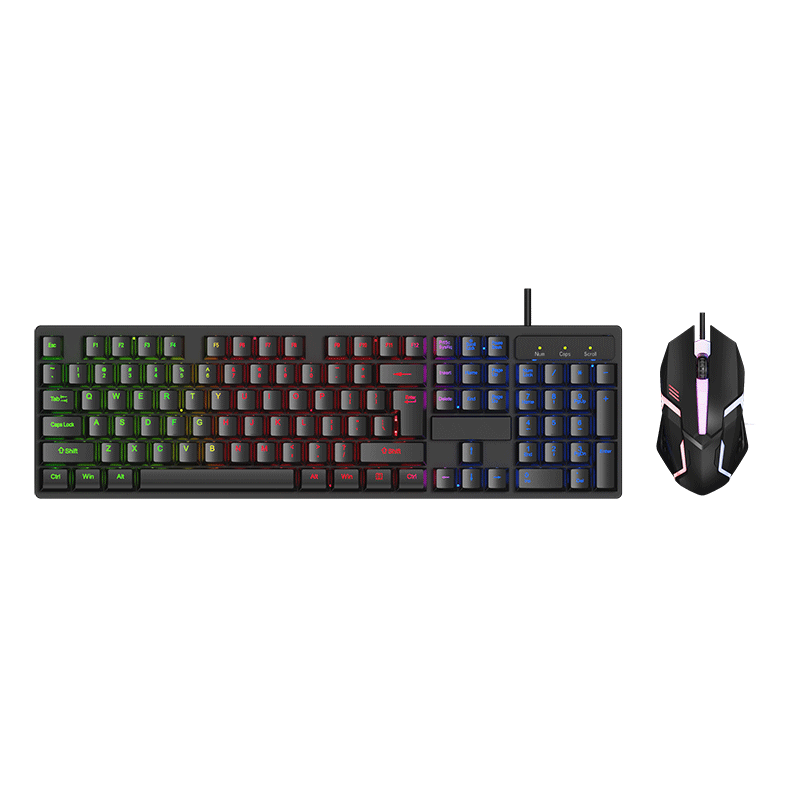 Lingshe Wired Backlit Keyboard And Mouse, Mechanical Gaming Keyboard And Mouse for Laptop And Desktop Computer Peripherals, Membrane Key And Mouse Combo Set T09
