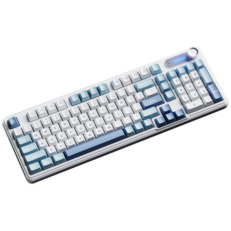 Pioneer V102 Ultra Wireless Keyboard Bluetooth Wired Tri-mode Mechanical Feel Silent Office Membrane Keyboard 99 Keys Compatible with PC Laptop Tablet iPad Ice Blue
