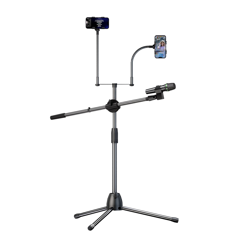 SE SOBAST SE-118Y Dual Spring Clip Microphone Phone Tablet Stand Desktop Live Streaming All-Metal Microphone Floor Stand