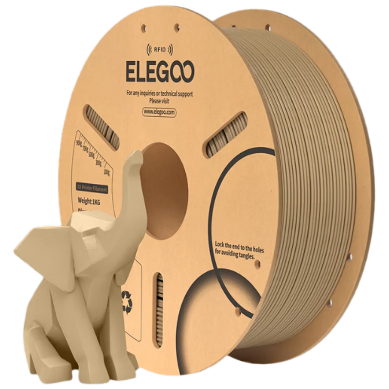 ELEGOO PLA 3D Printer Filament Natural Wood Color 1.75mm 1kg RFID Smart Recognition High Toughness High Compatibility Eco-friendly Material for 3D Printers