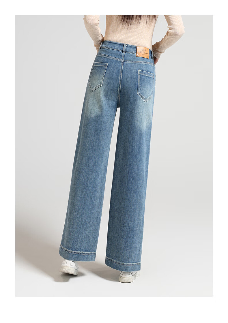 Meishi Women's Jeans 2026 Spring New High Waist Stretch Slim Straight Vintage Wide Leg Pants Blue 28 13