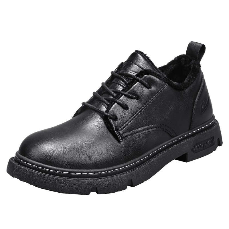 Huili (Warrior) Men's Shoes, Business Casual Footwear, Versatile Lace-Up Leather Shoes for Men, Style 0650, Black, Size 40