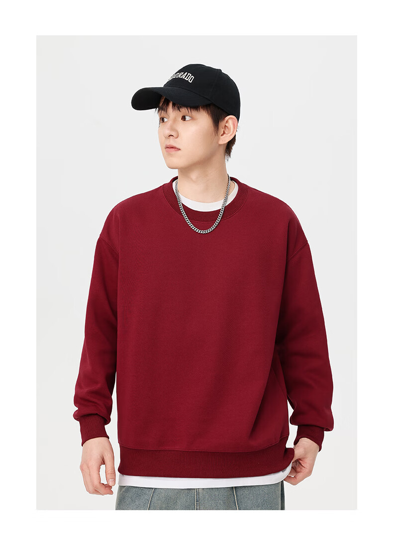 Jeanswest Men's Pullover Hoodie Spring Autumn Trendy Solid Color Breathable Comfortable Black 2XL 12