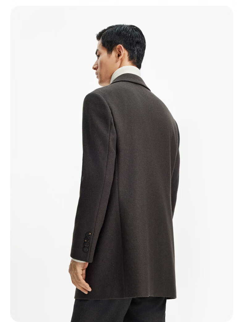 Goldlion Wool Autumn Winter Men's Woolen Coat Blazer Collar Business Mid-Length Jacket 99-Black M 8