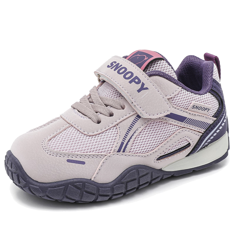 SNOOPY Kids Lightweight Sports Shoes Spring Autumn Boys Outdoor Running Shoes Girls Soft Sole Casual Shoes 0006 Pink/Purple Size 32
