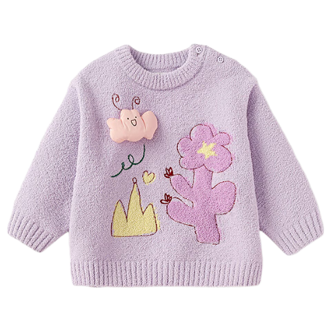 Balabala Baby Sweater Toddler Pullover Knitwear Boys Girls 2025 Winter New Cute Pattern Base Layer Shirt