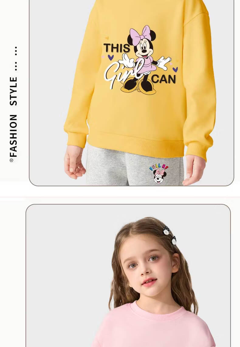 Disney Kids Autumn Winter Fleece Lined New Year Sweatshirt and Sweatpants Set Warm Versatile Festive Red Ingot - Black Beautiful 130 12