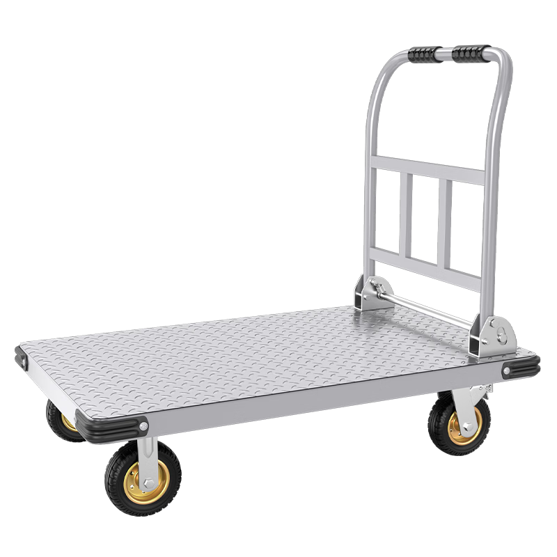 Shunhe Steel Plate Flat Small Cart Four-Corner Anti-Collision Reinforced Folding Hand Truck Trolley 105*63 Extra Thick 1300kg Capacity