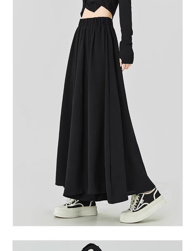 LangSha Women's Summer Skirt Pants, New Style for Petite Figures, Ice Silk Wide-Leg Pants, Loose-Fitting Slimming Casual Pants, Thin Draping Hip-Covering Trousers 14