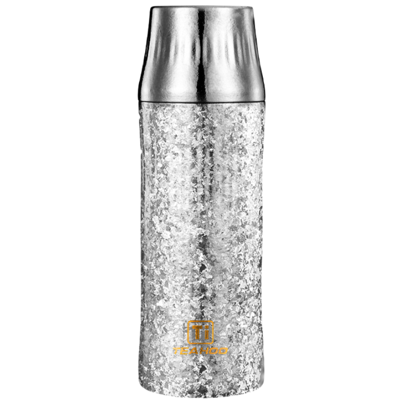 Qihu Pure Titanium Insulated High-End Tea Steeping Cup Outdoor Tea Brewing Cup Custom Gift - Rising Success Bright Moon Silver 450ml