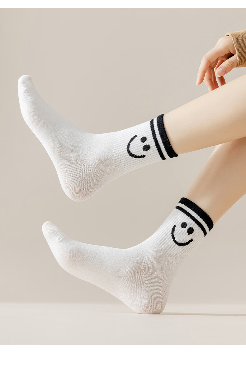 Cotton Full Women's Socks 100% Pure Cotton Antibacterial Odor-Resistant Mid-Calf Breathable Maillard Spring Autumn Long Socks 6 Pairs 9
