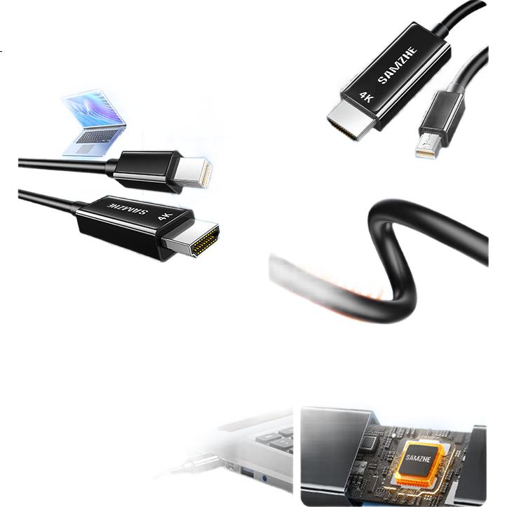 Кабель-адаптер SAMZHE Mini DP to HDMI, Thunderbolt, 4K, 2 метра, MD420