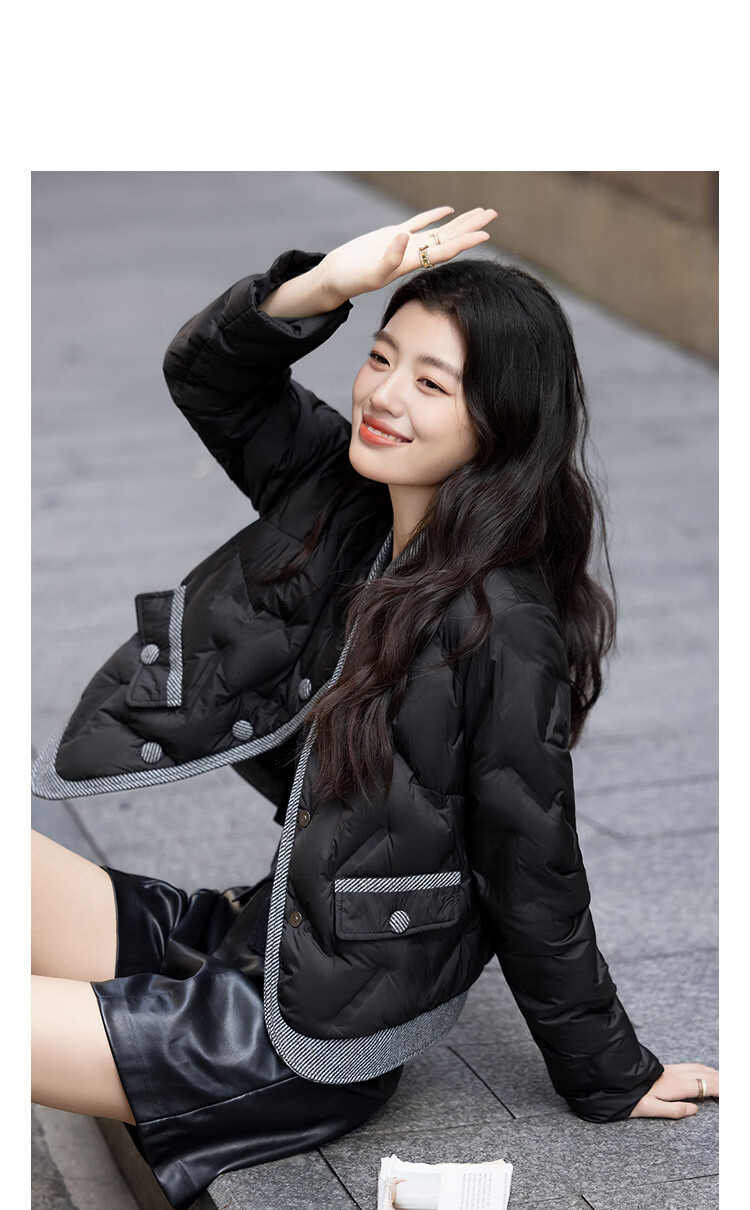 Demana [Lightweight Warmth Combination] Winter 90% Duck Down Korean Style Stand Collar Fabric Magnetic Snap Three-Layer Craft Women's Down Jacket 4