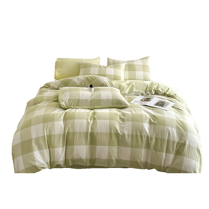 Hongdou 10A Antibacterial Bedding Set 3-Piece for 0.9/1.2m Bed Thickened Single Duvet Cover Dormitory Student Quilt Cover 150x200cm Elegant Plaid