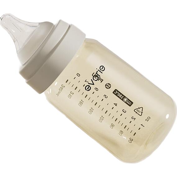 Бутылочка для кормления Evorie Exquisite Series, широкое горлышко, PPSU, 240 мл, персиково-белая, 3-6 месяцев