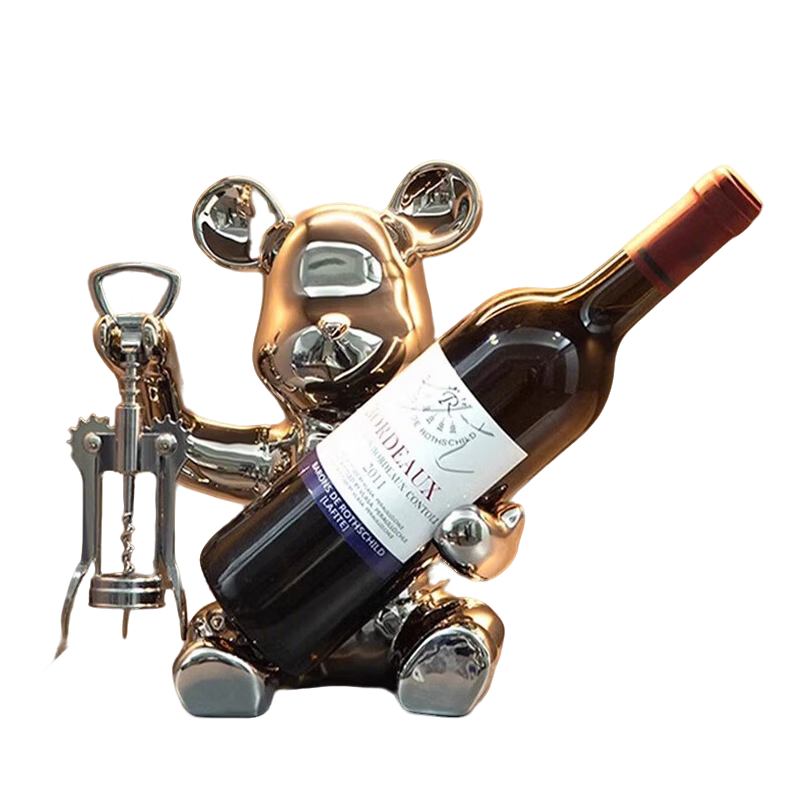 Jianyishijia Violent Bear Wine Cabinet, Wine Rack Ornament, Luxury High-End Housewarming Gift, Moving Present, Includes Red Wine Opener