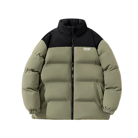 JEEP SPIRIT Men's Winter Cotton Padded Jacket Stand Collar Thickened Puffer Coat Warm Black XL
