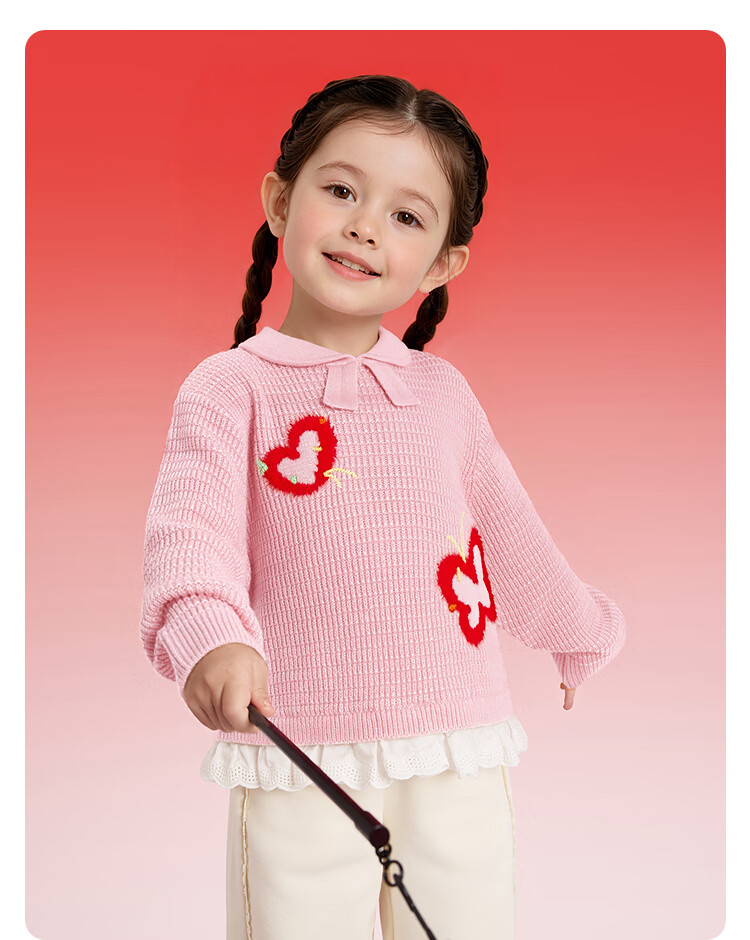 Balabala Boys and Girls Sweater Baby Knitwear National Trend New Chinese Style 3D Design New Year Greeting Outfit Autumn Winter 2025 15