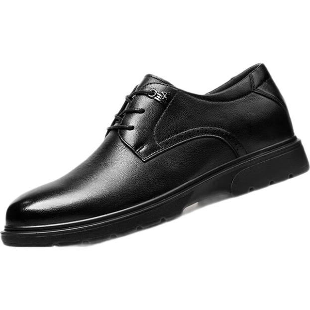 HLA Men's Leather Shoes, Wedding Shoes, British Style Top-Grain Leather Shoes, Men's Formal Business Casual Shoes, T010 Black Size 40