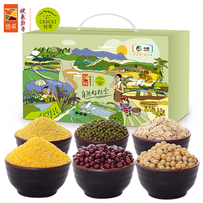 初萃中粮杂粮礼盒4.8斤（400g*6袋）6种谷物豆类 节日送礼企业团购