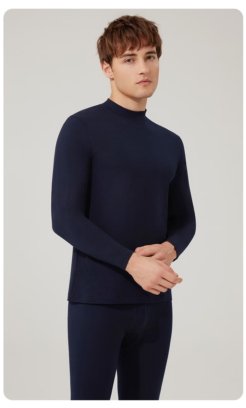 CASENLAND Men's Pure Cotton Thermal Underwear Set Autumn Shirt and Pants Cotton Knit Warm Base Layer 7