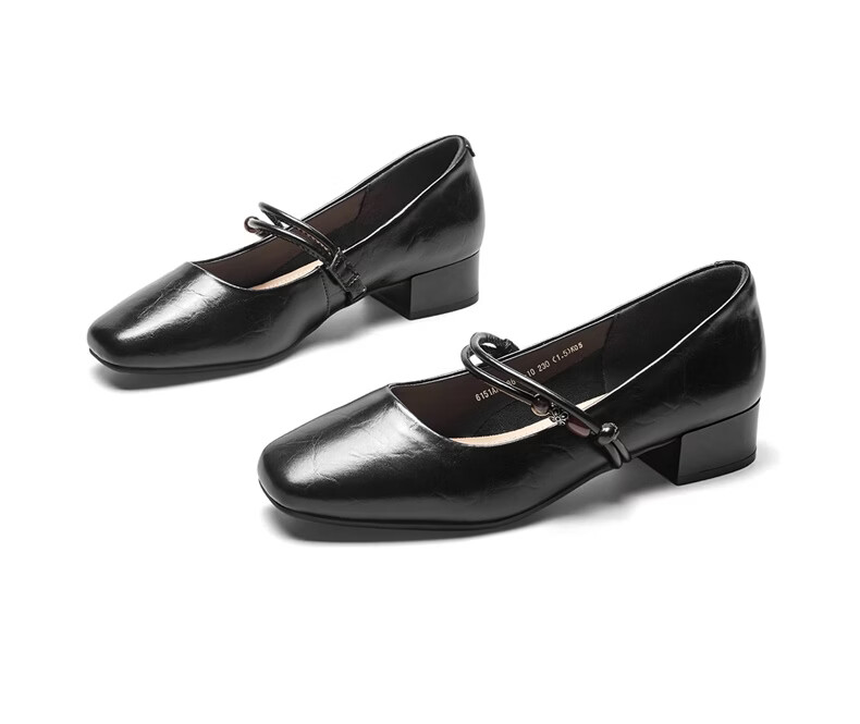 Eierkang Women's French Mary Jane Shoes Gentle Evening Style Low-Cut Chunky Heel Leather Shoes 16864W Yellow Brown Size 39 16